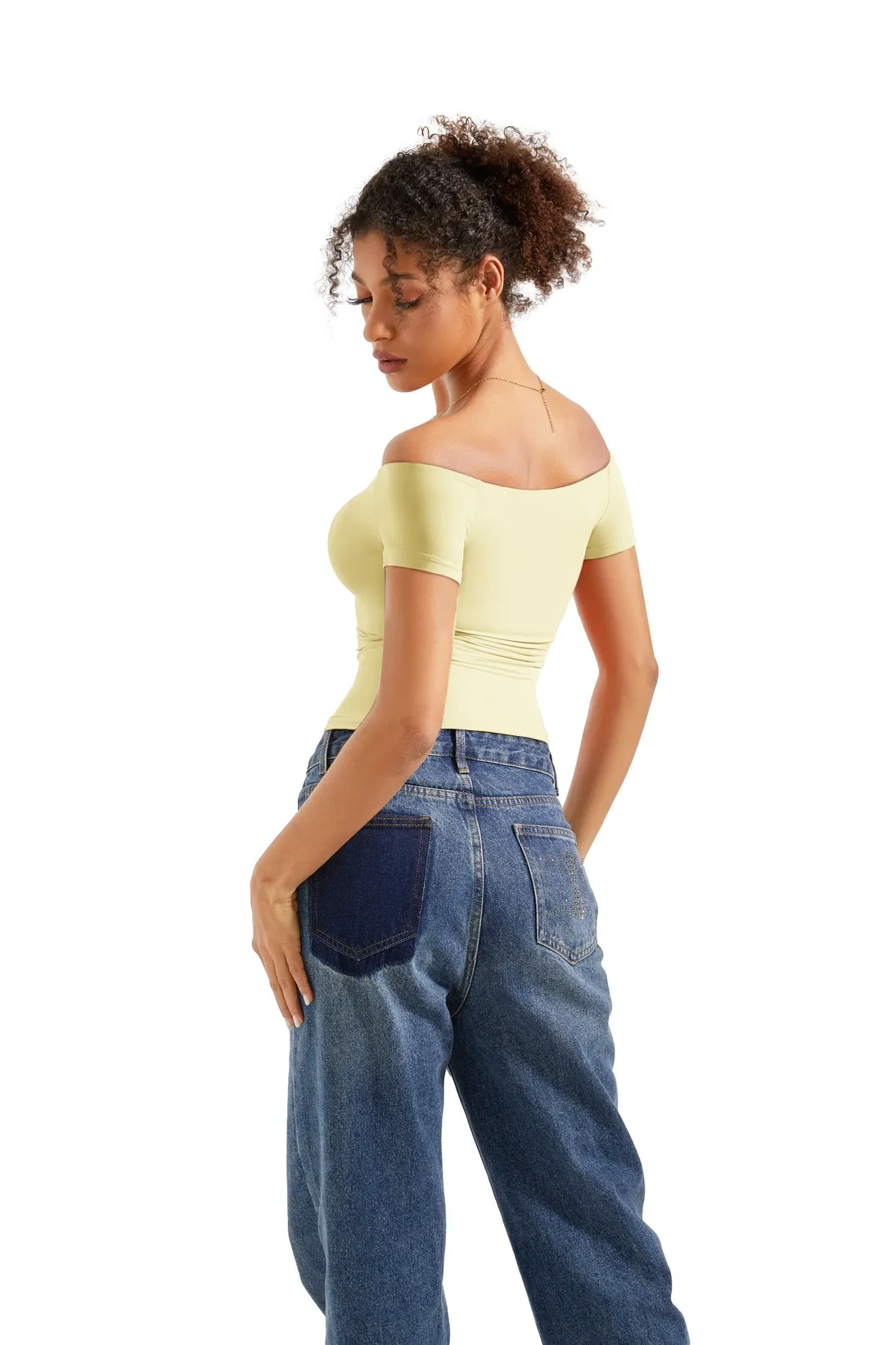 Buttery Soft Off Shoulder Shirt - Short Sleeve - Image 45