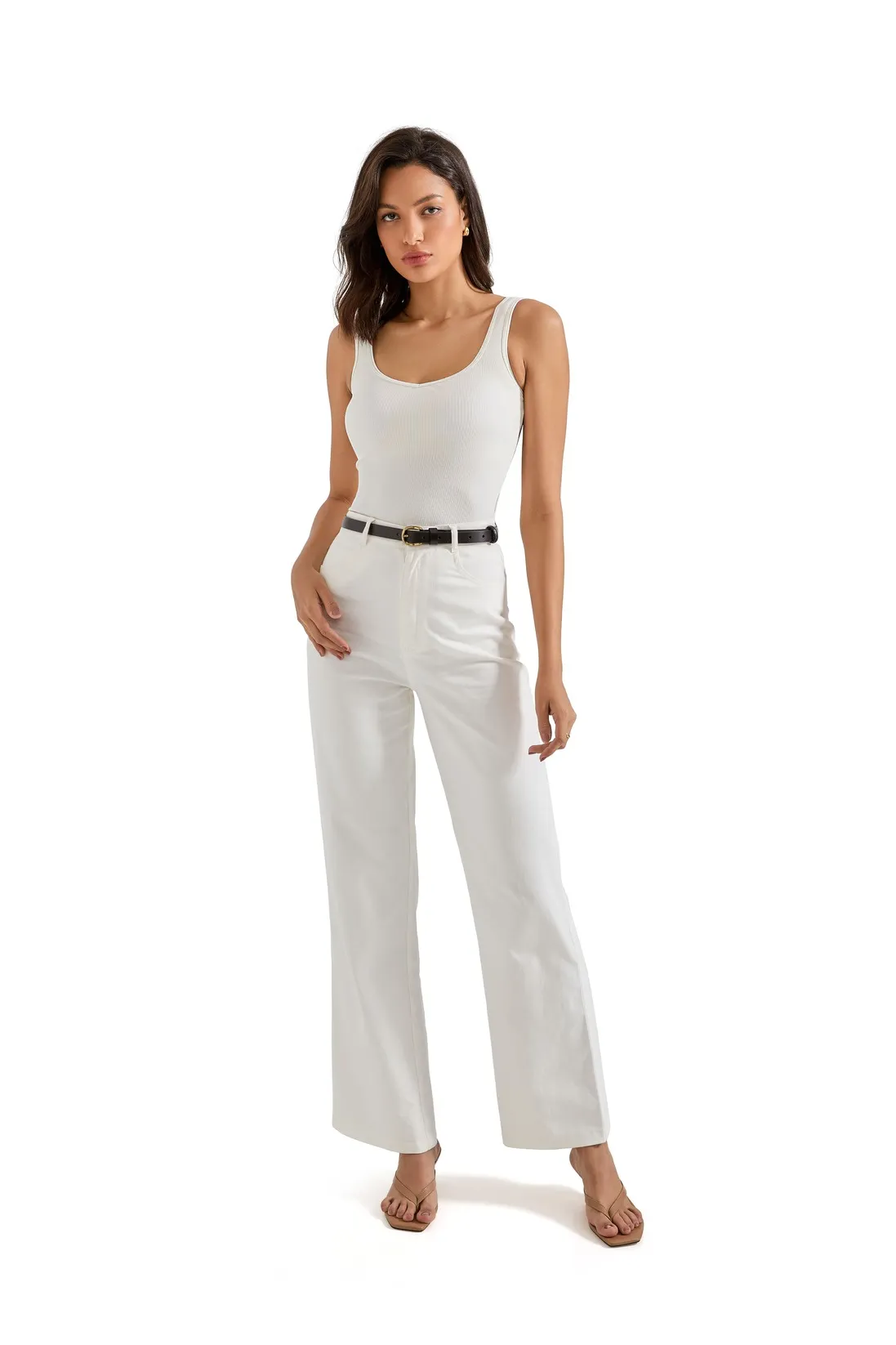Cotton Ribbed Heart Neck Tank Top - Image 21