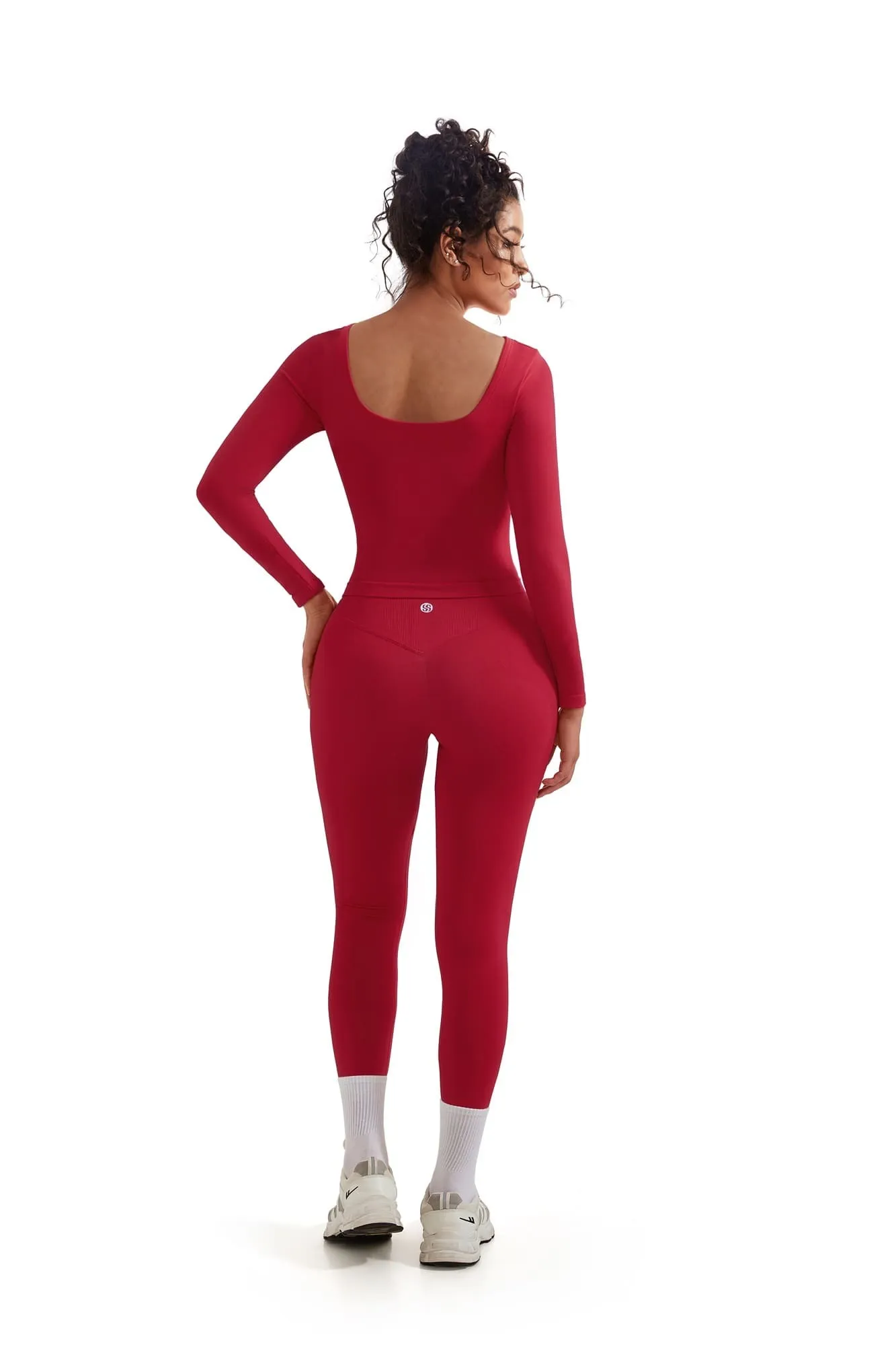 Scoop neck Seamless Leggings 2 Piece Workout Sets - Image 91