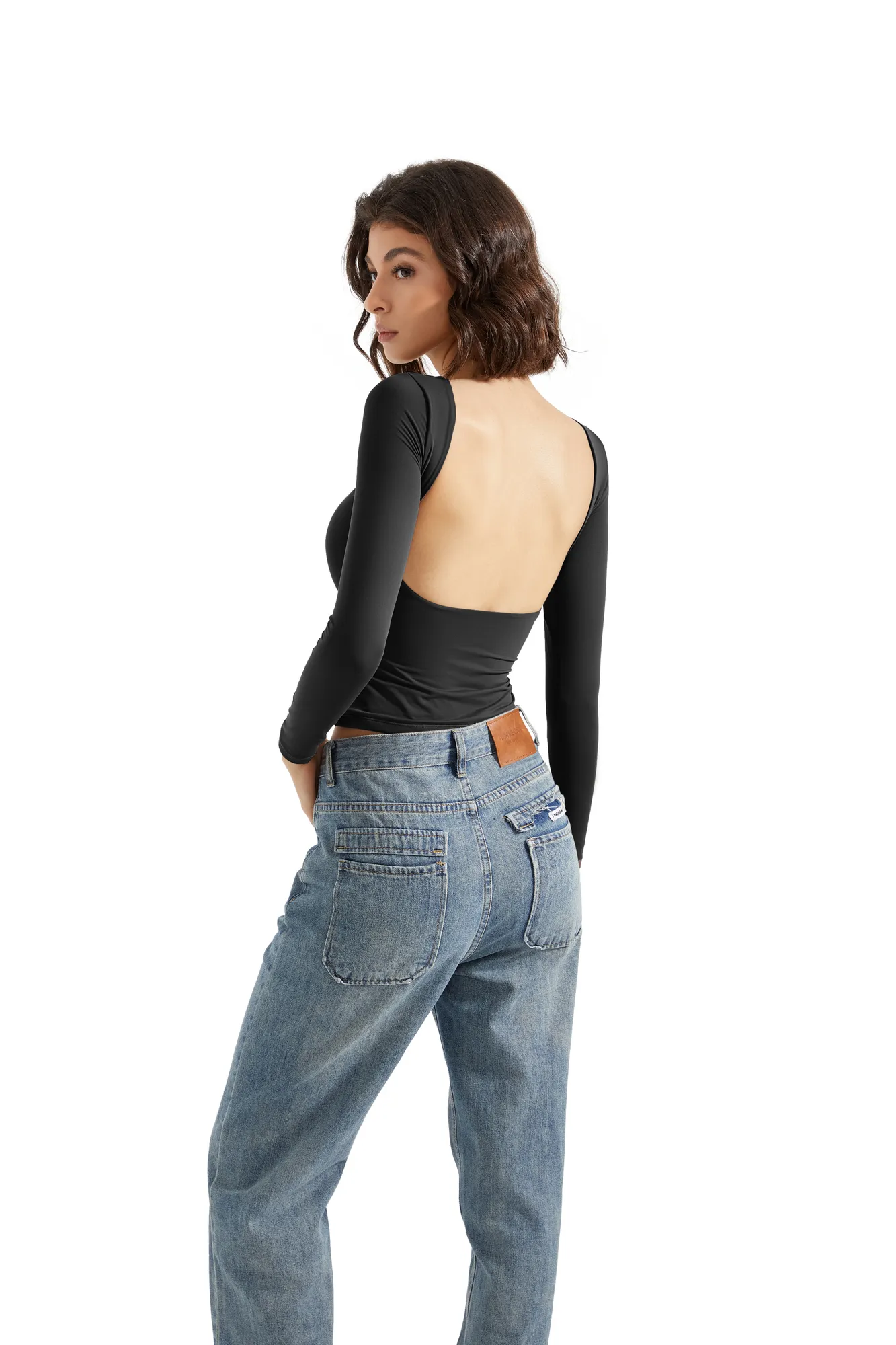 Buttery Soft Open Back Shirt - Long Sleeve - Image 10