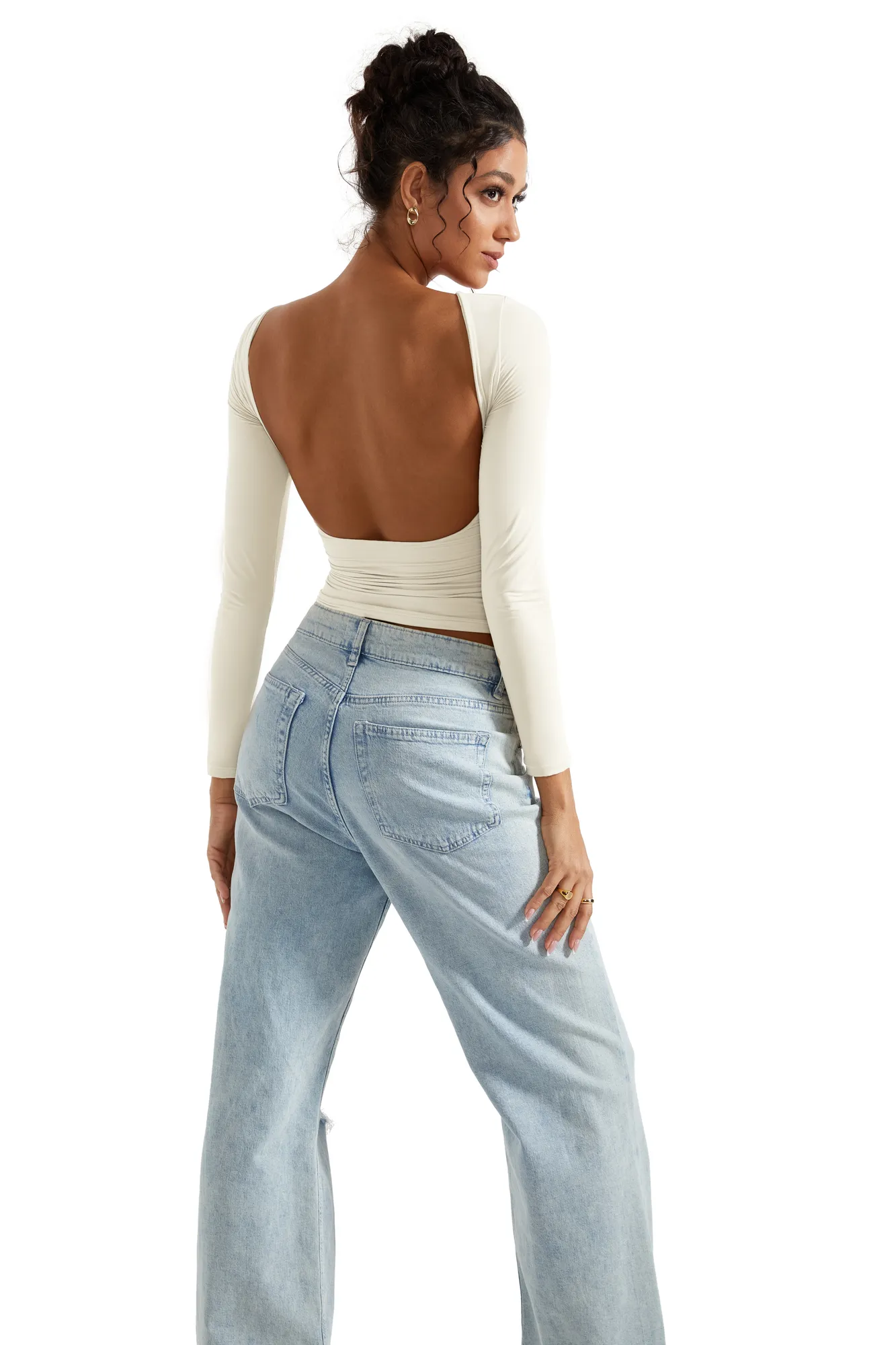 Buttery Soft Open Back Shirt - Long Sleeve - Image 6