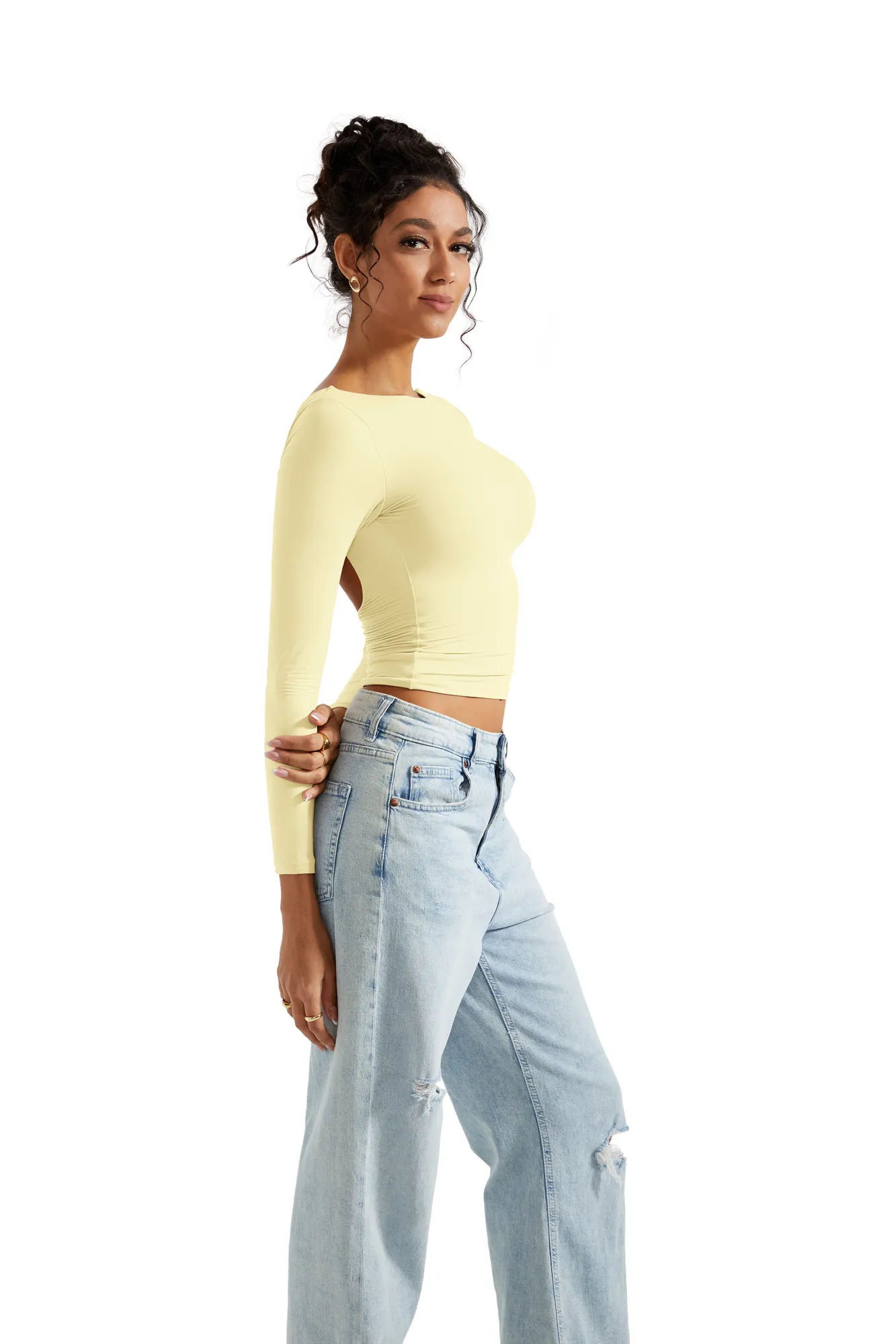 Buttery Soft Open Back Shirt - Long Sleeve - Image 87